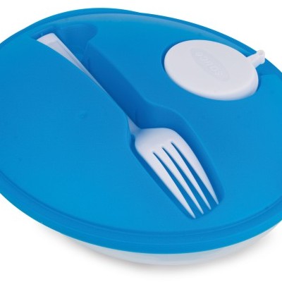 Ensaladera con tapa personalizada incluye tenedor y salsera